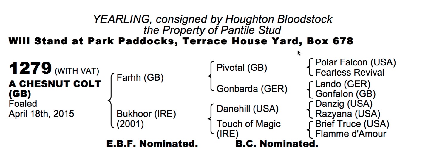 LOT 1279 - Farhh (GB) / Bukhoor (IRE) Ch.C.